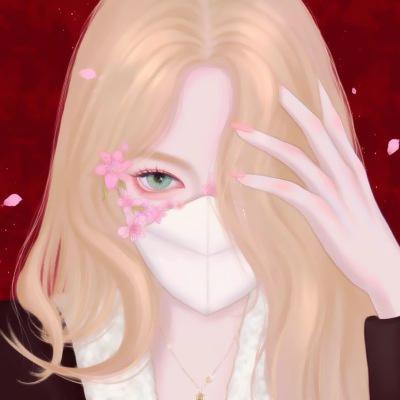 口罩手绘带花头像女 高清动漫带花的口罩头像手绘女生图片