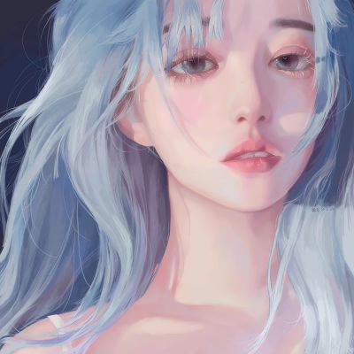 女生头像干净高冷插画 高清好看超美超有气质的手绘女生头像图片