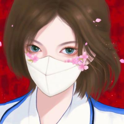 口罩手绘带花头像女 高清动漫带花的口罩头像手绘女生图片