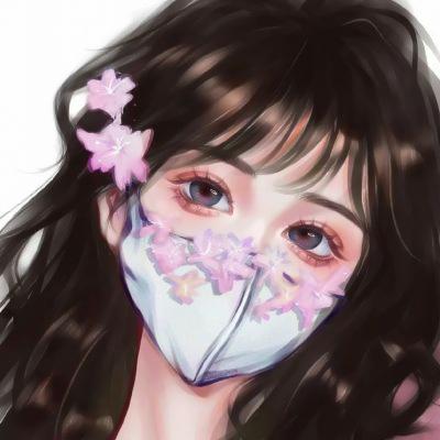 口罩花朵动漫女头像 高清最近比较火的鲜花戴口罩头像大全