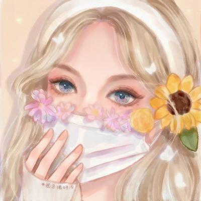 口罩花朵动漫女头像 高清最近比较火的鲜花戴口罩头像大全