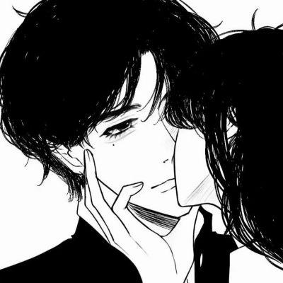 头像情侣好看黑白漫画版一对两张图片