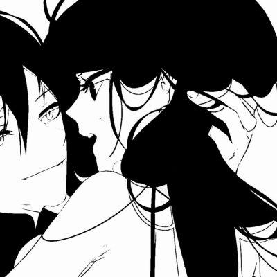 头像情侣好看黑白漫画版一对两张图片