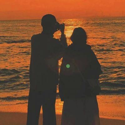 海边唯美浪漫情侣头像图片 一左一右双人版海边情头