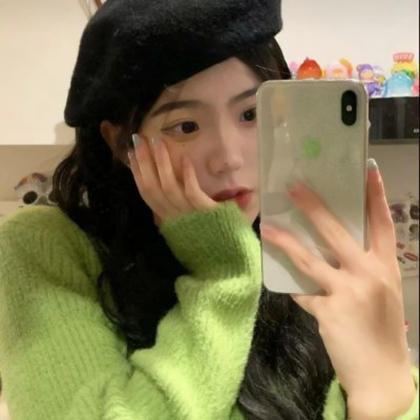 ins绿色系女生头像真人高清图片