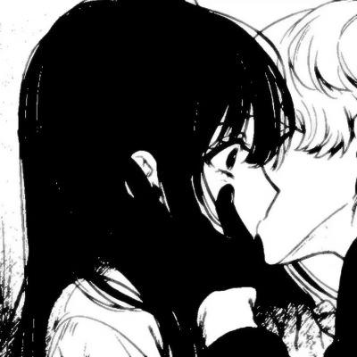 动漫情侣头像黑白漫画污污害羞的高清图图片