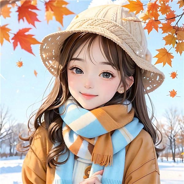 秋天唯美温暖柔软女生动漫头像图片