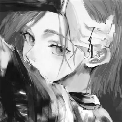 精选黑白动漫女头图片