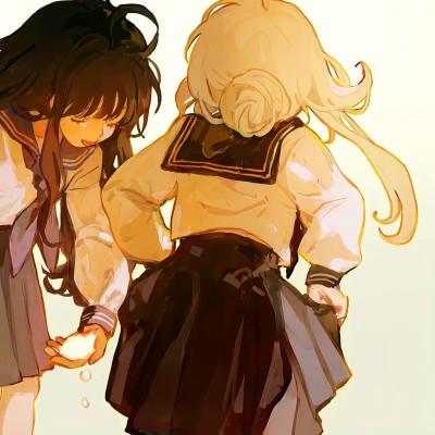 闺蜜百合cp头像一左一右，攻受分明女女CP