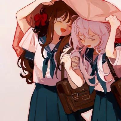 闺蜜百合cp头像一左一右，攻受分明女女CP