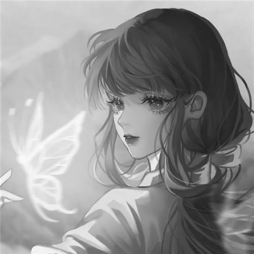 韩系女生头像漫画黑白高清图片