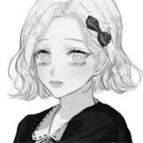 韩系女生头像漫画黑白高清图片