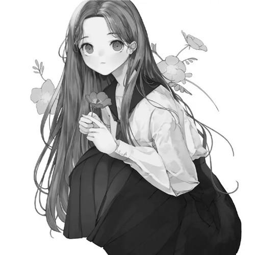 韩系女生头像漫画黑白高清图片