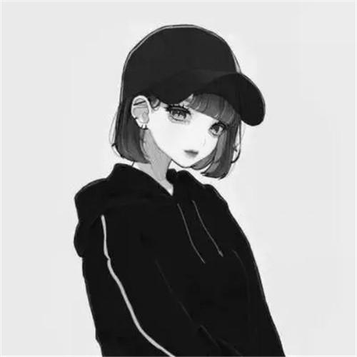 韩系女生头像漫画黑白高清图片