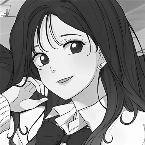 韩系女生头像漫画黑白高清图片