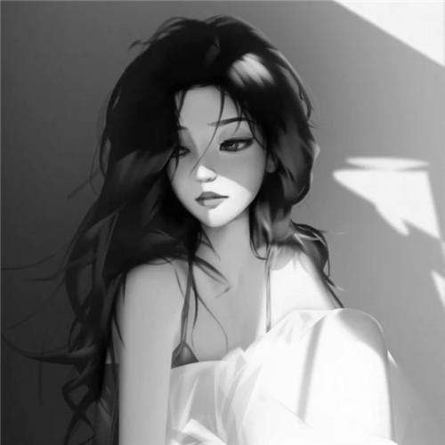 韩系女生头像漫画黑白高清图片