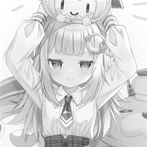 韩系女生头像漫画黑白高清图片