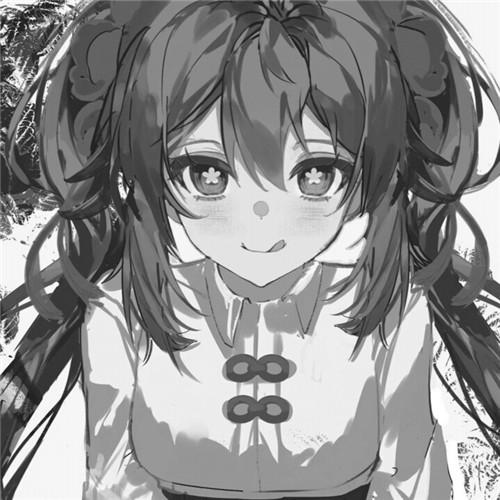 韩系女生头像漫画黑白高清图片