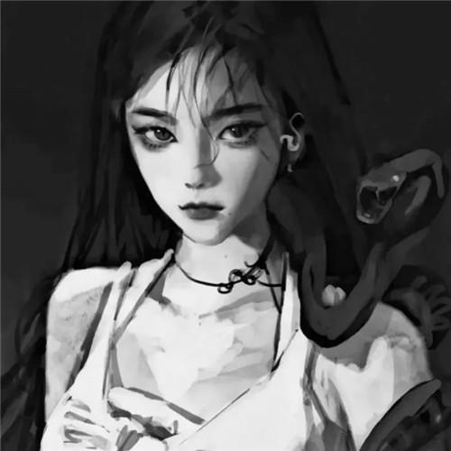 韩系女生头像漫画黑白高清图片
