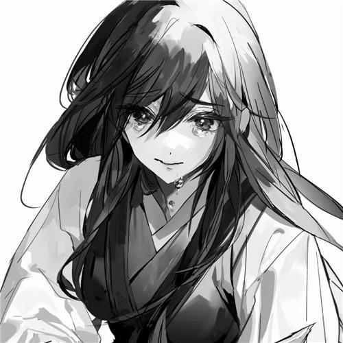 韩系女生头像漫画黑白高清图片