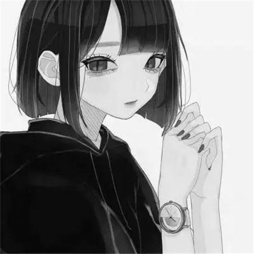 韩系女生头像漫画黑白高清图片