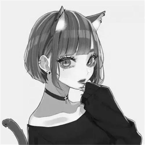 韩系女生头像漫画黑白高清图片