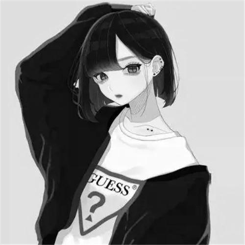 韩系女生头像漫画黑白高清图片
