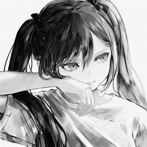 韩系女生头像漫画黑白高清图片