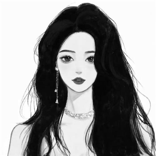 韩系女生头像漫画黑白高清图片