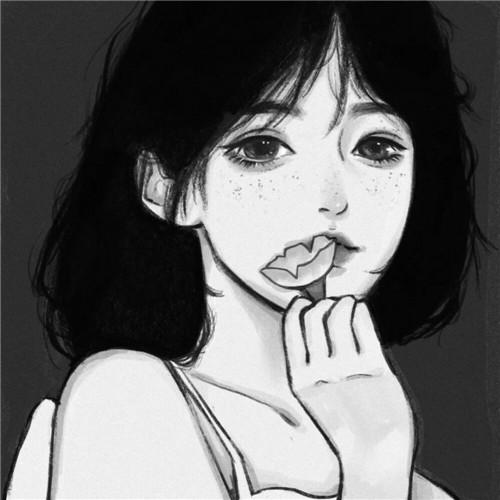 韩系女生头像漫画黑白高清图片