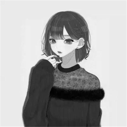 韩系女生头像漫画黑白高清图片