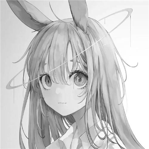 韩系女生头像漫画黑白高清图片