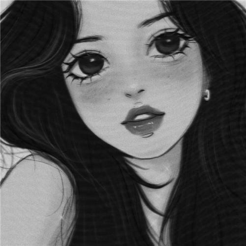 韩系女生头像漫画黑白高清图片