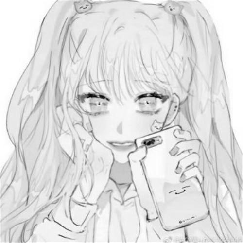 韩系女生头像漫画黑白高清图片