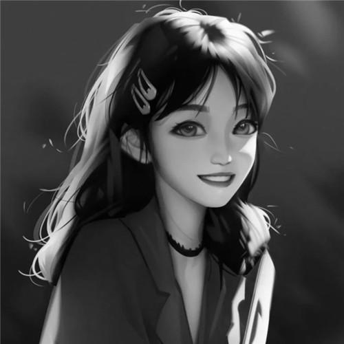 韩系女生头像漫画黑白高清图片