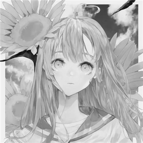 韩系女生头像漫画黑白高清图片