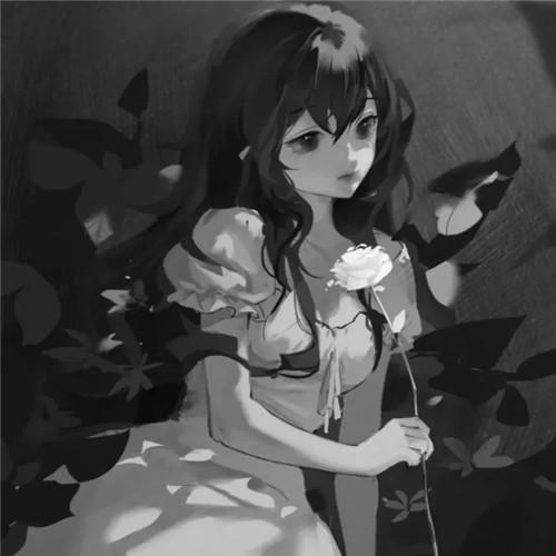 韩系女生头像漫画黑白高清图片