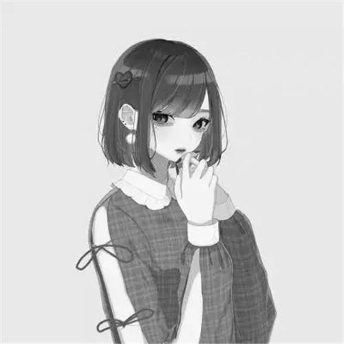 韩系女生头像漫画黑白高清图片