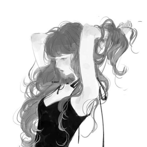 韩系女生头像漫画黑白高清图片
