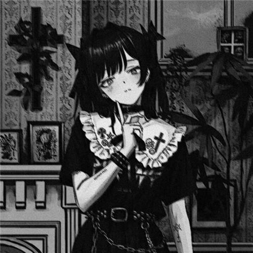 韩系女生头像漫画黑白高清图片