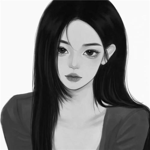 韩系女生头像漫画黑白高清图片