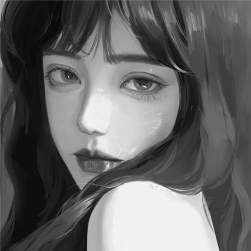 韩系女生头像漫画黑白高清图片