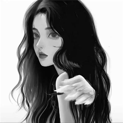 韩系女生头像漫画黑白高清图片