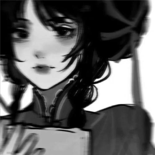 韩系女生头像漫画黑白高清图片