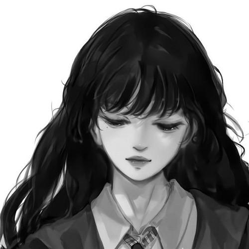韩系女生头像漫画黑白高清图片