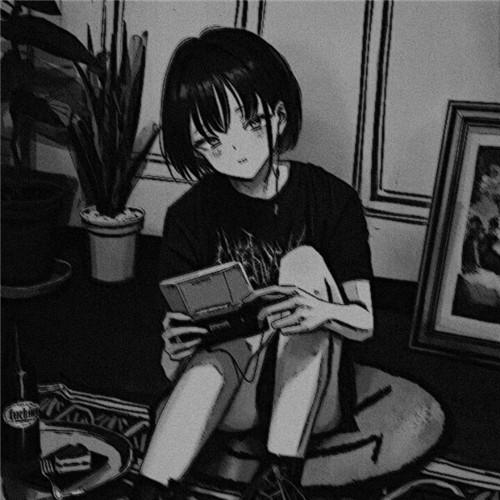 韩系女生头像漫画黑白高清图片