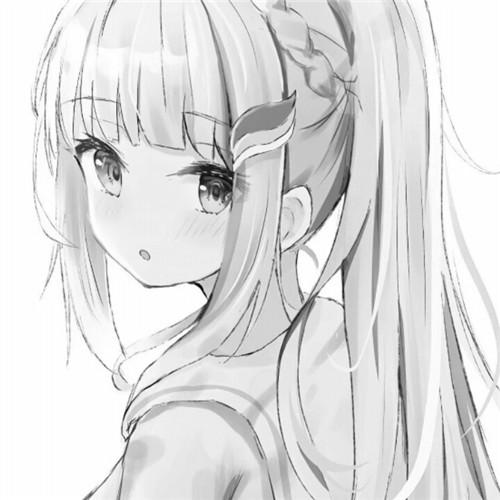 韩系女生头像漫画黑白高清图片