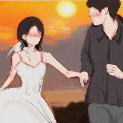 情侣头像手绘图一对,高清浪漫的情侣头像手绘简约一对两张图片