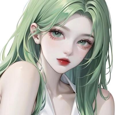 绿色头发AI女生头像图片，每一张都让人想保存！