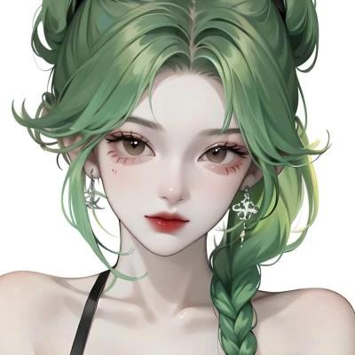 绿色头发AI女生头像图片，每一张都让人想保存！